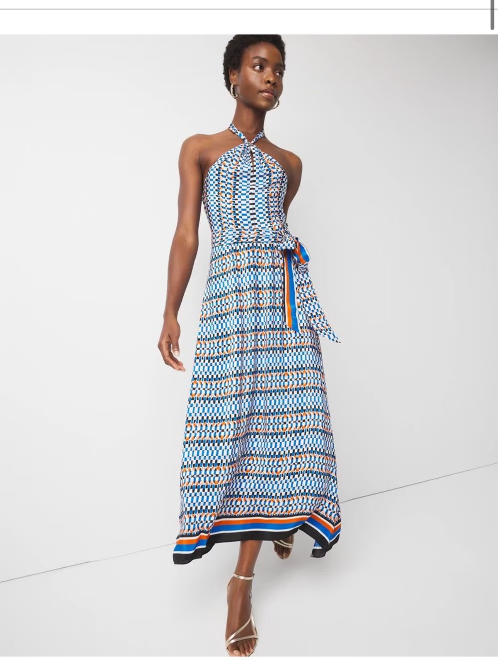 NWT White House Black‎ Market Halter Tie-Waist Maxi Dress | Women’s 6